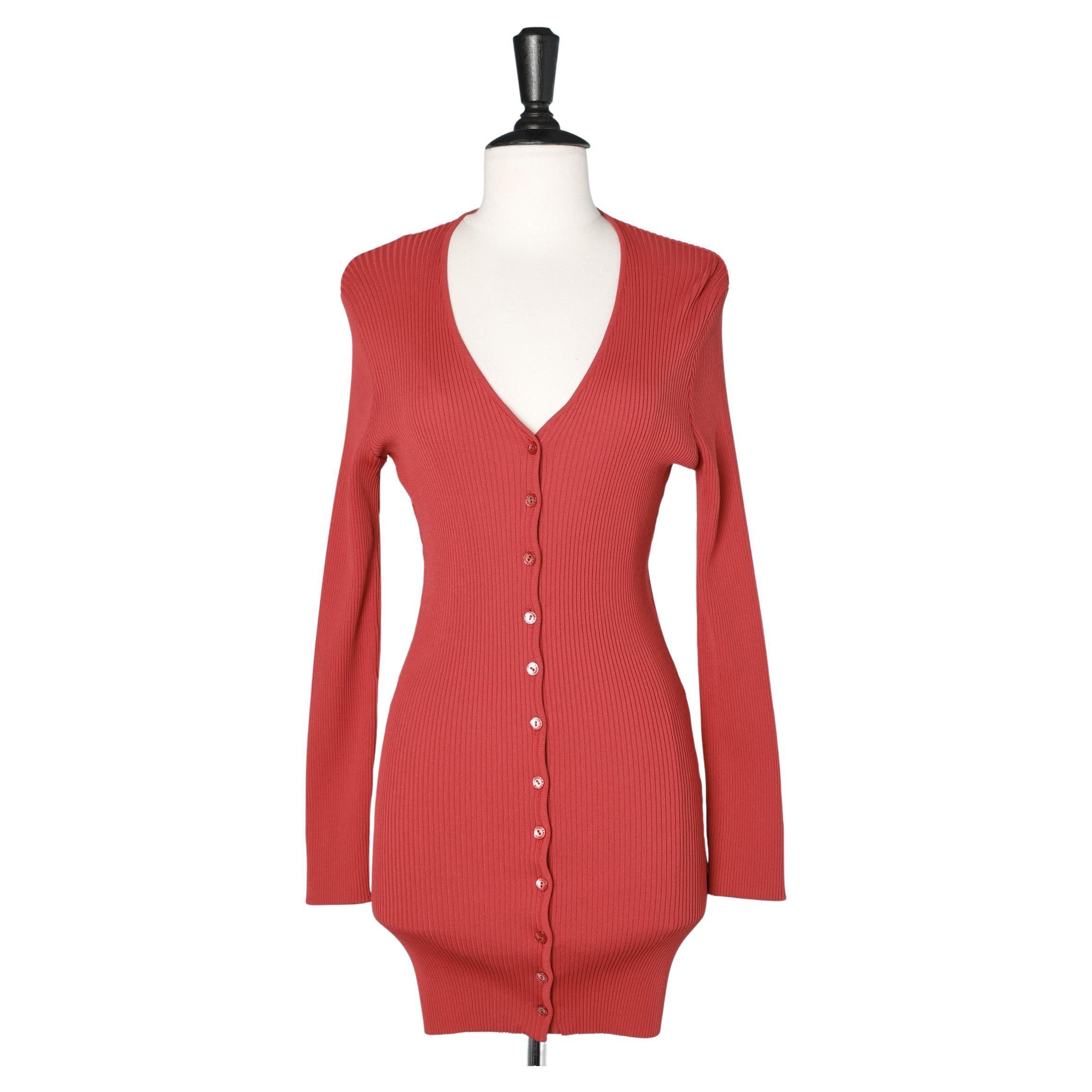 Red knit cardigan with branded buttons Dolce & Gabbana 