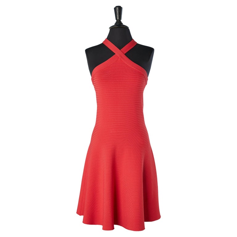 strapless open back dress Alexander Wang Belt Detail Red Sheath Dress – Runway Catalog