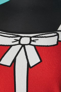 Red knit jacquard tank-top with "Trompe l'oeil" bow JC de Castelbajac