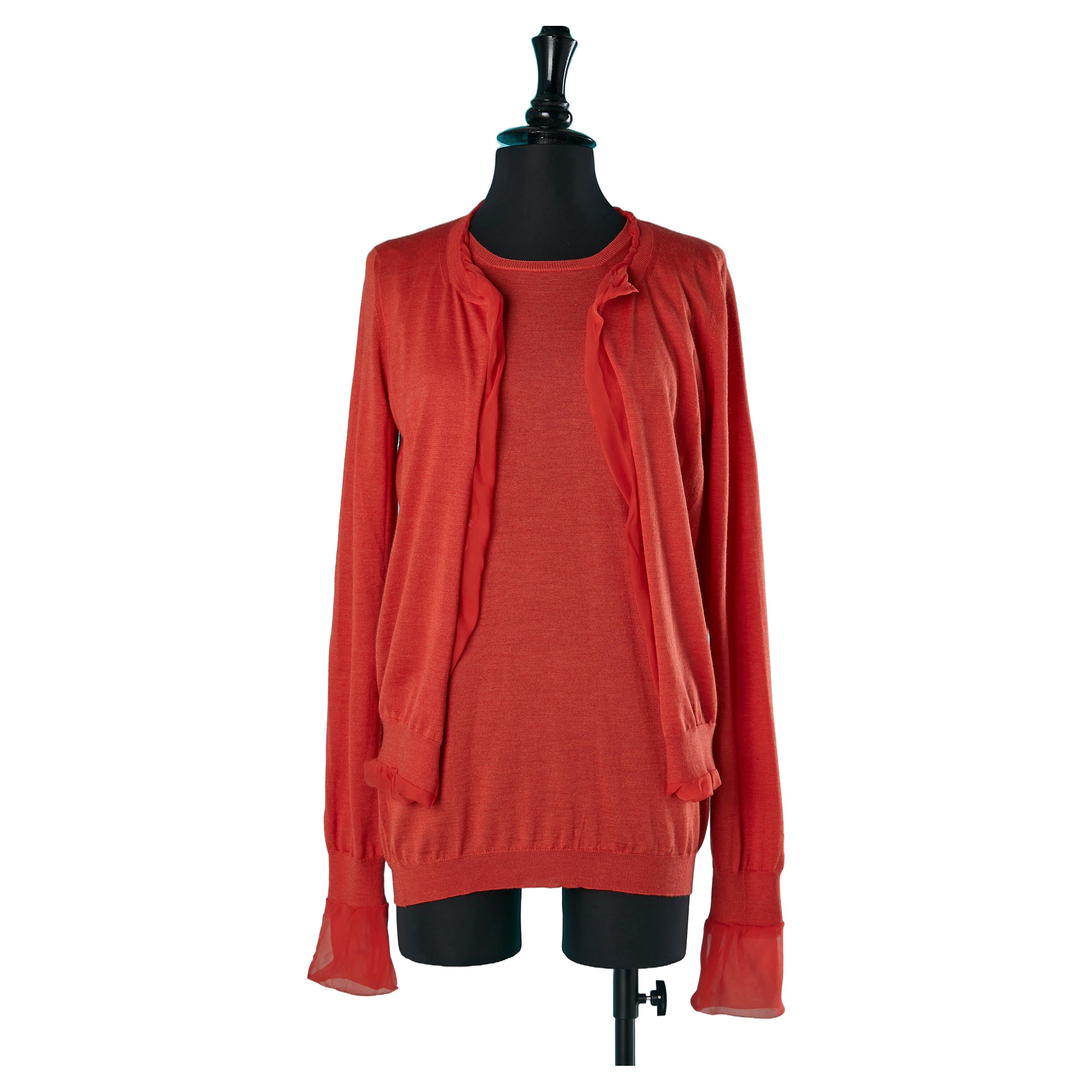 Red knit tank-top and cardigan Twin-set  Bottega Veneta 
