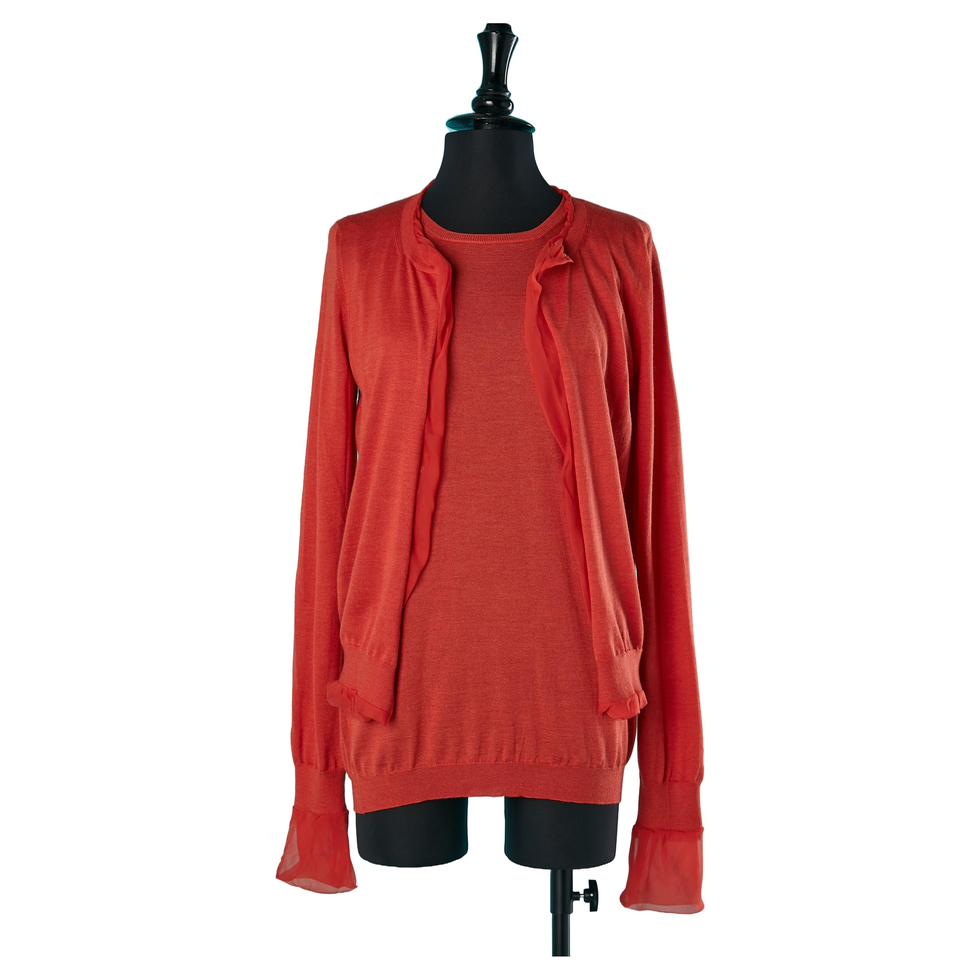 Red knit tank-top and cardigan Twin-set  Bottega Veneta For Sale
