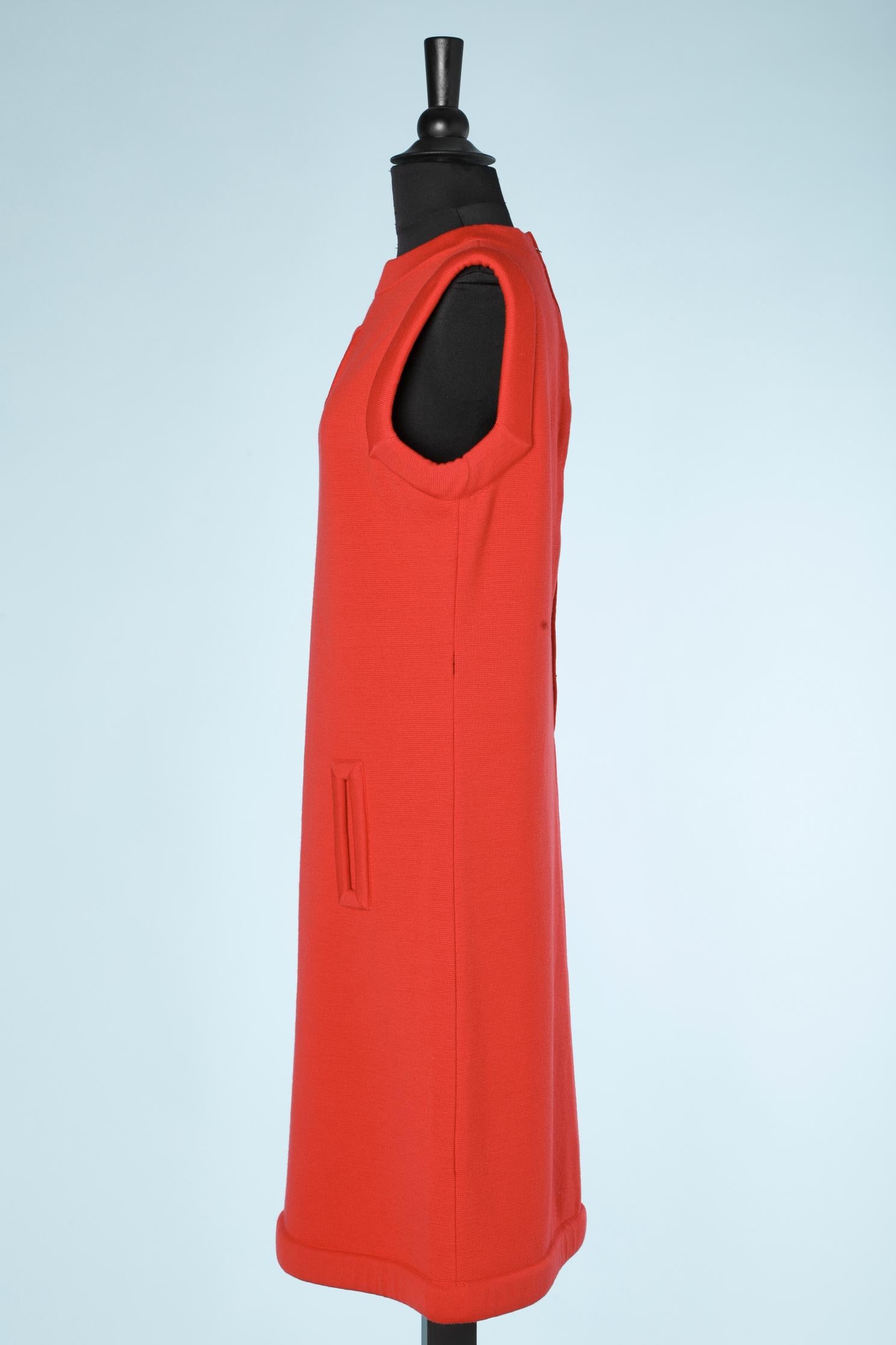 Women's Red knit wool sleeveless dress Lo Forti Import Circa 1970's For Sale