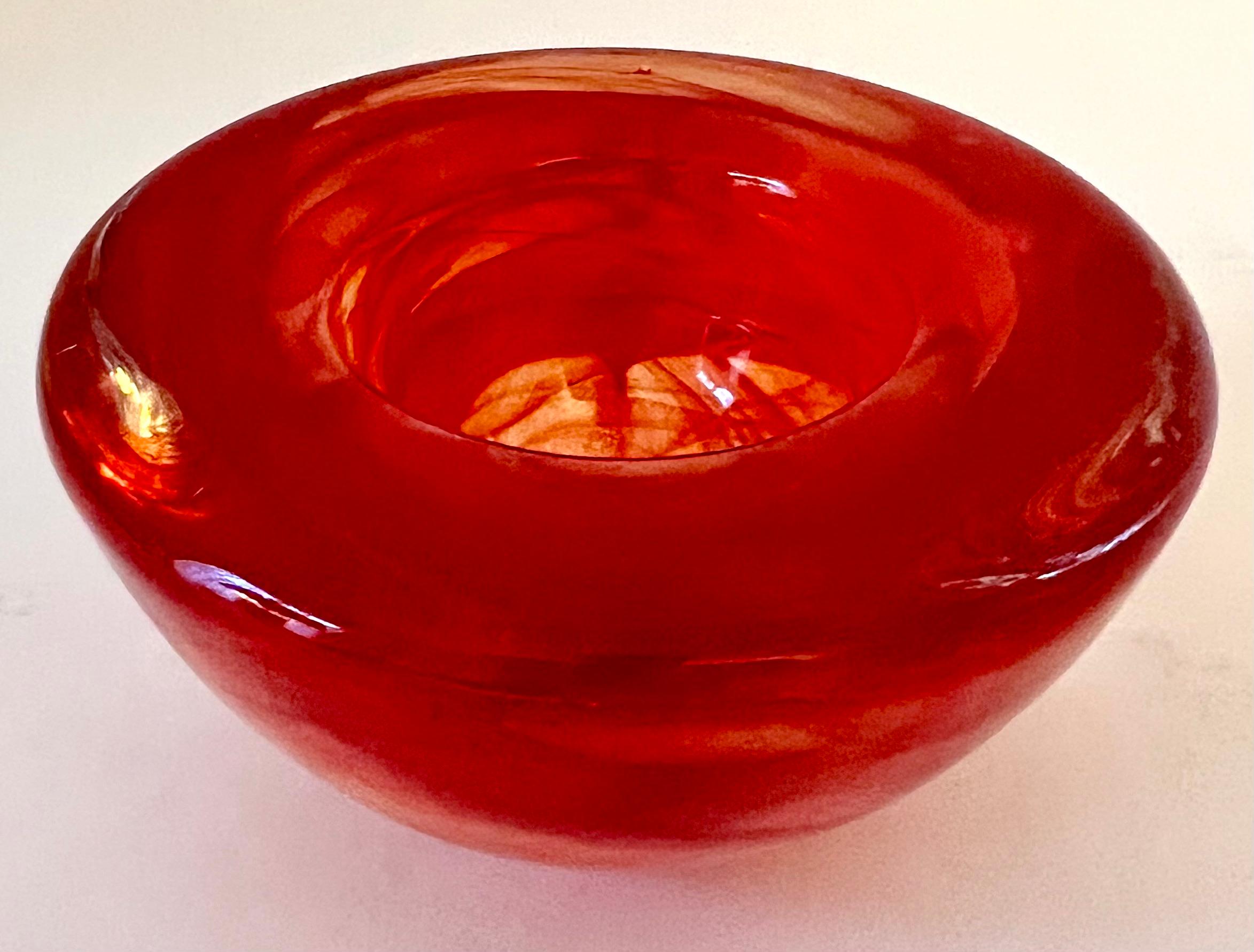 Post-Modern Red Kosta Boda Bowl by Anna Ehrner For Sale
