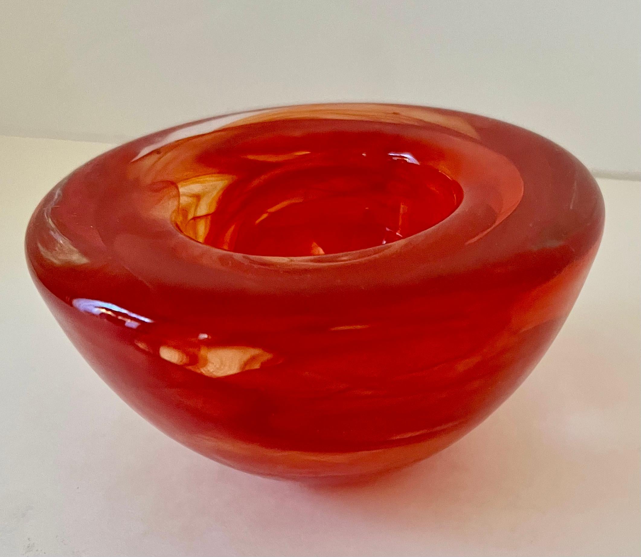 Swedish Red Kosta Boda Bowl by Anna Ehrner For Sale