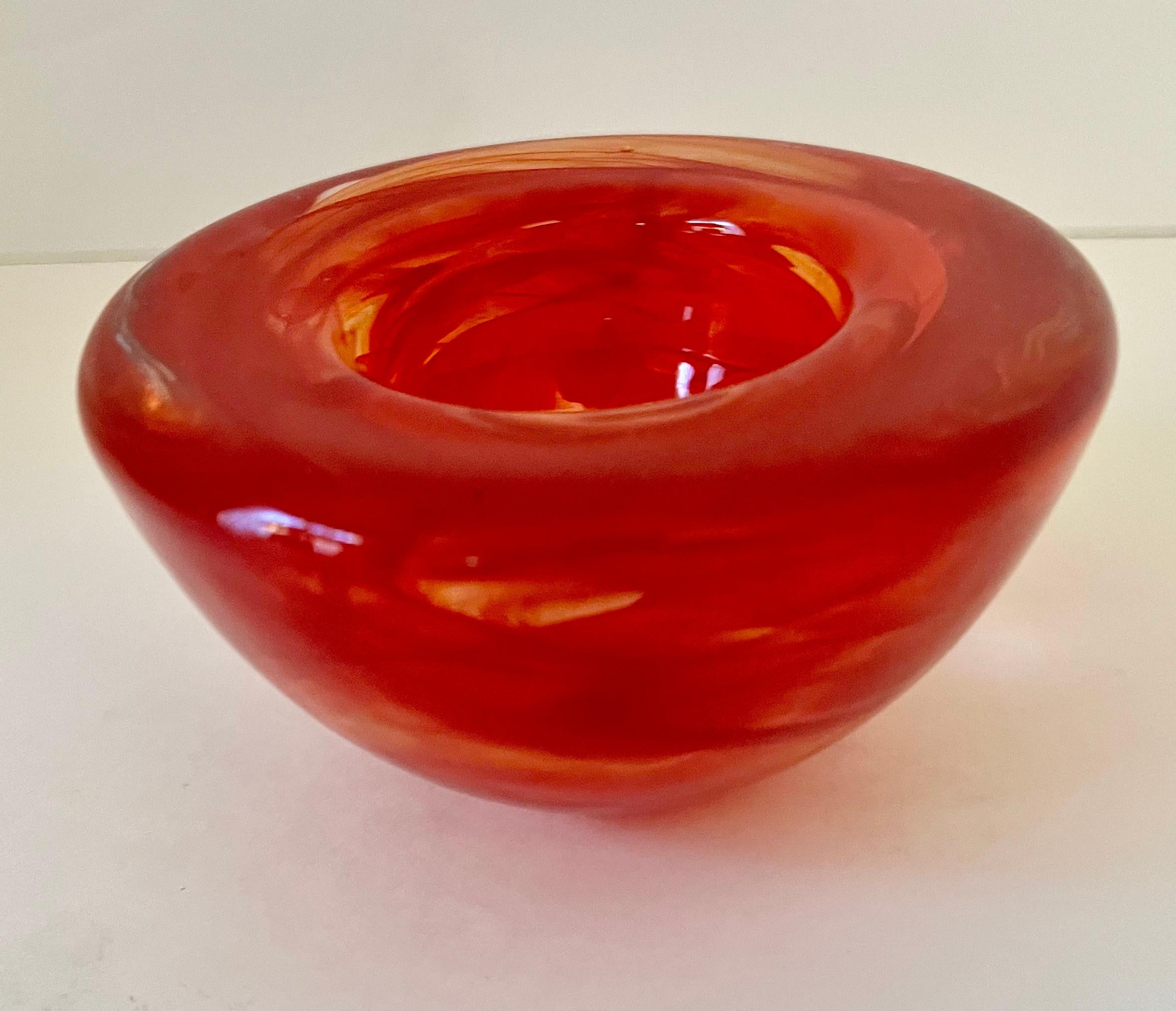 Hand-Crafted Red Kosta Boda Bowl by Anna Ehrner For Sale