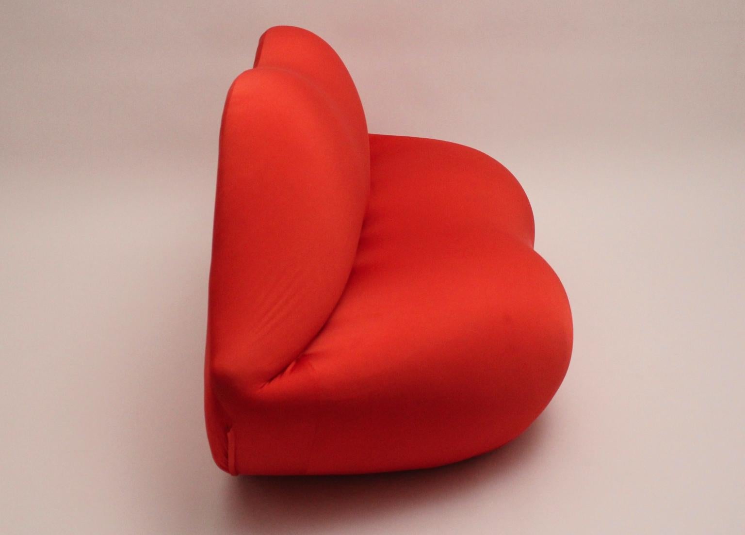 Red La Bocca Pop Art Lips Vintage Sofa Attr. to Studio 65 for Gufram Italy 1970s For Sale 3