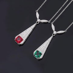 Red Lab Diamond Necklace Sterling Silver Choice of Green