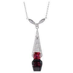 Red Lab Diamond Necklace Sterling Silver Choice of Green