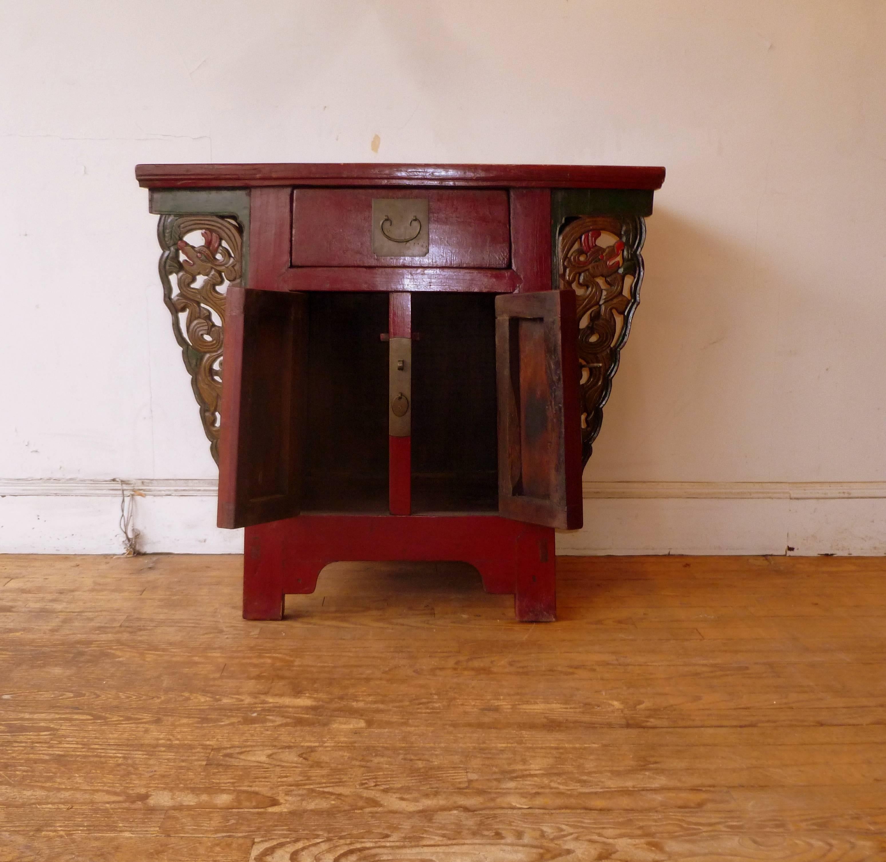 Chinese Red Lacquer Altar Coffer For Sale