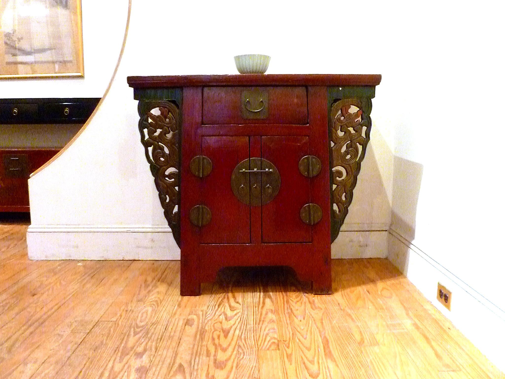 Red Lacquer Altar Coffer In Good Condition For Sale In Greenwich, CT