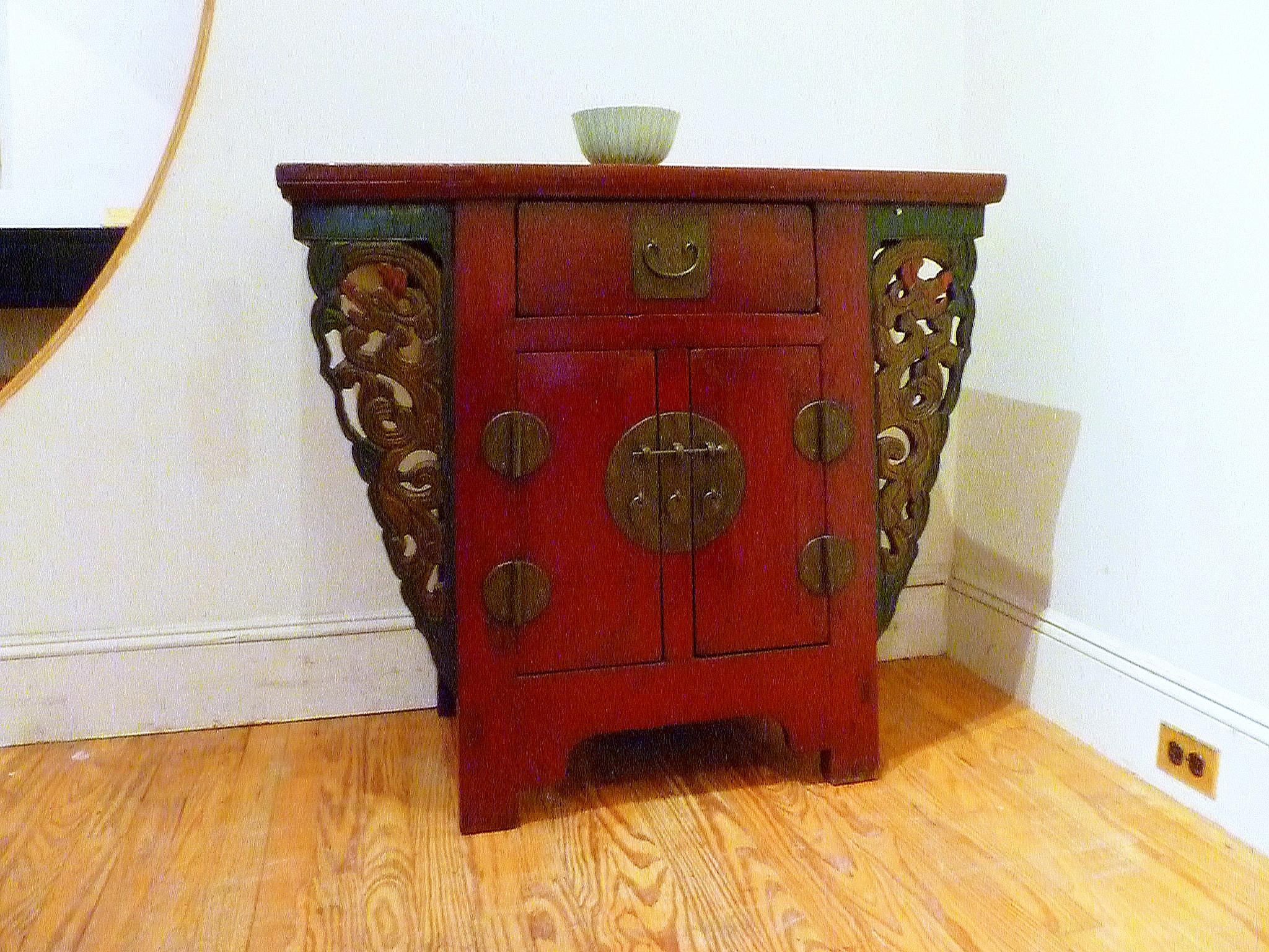 Early 20th Century Red Lacquer Altar Coffer For Sale