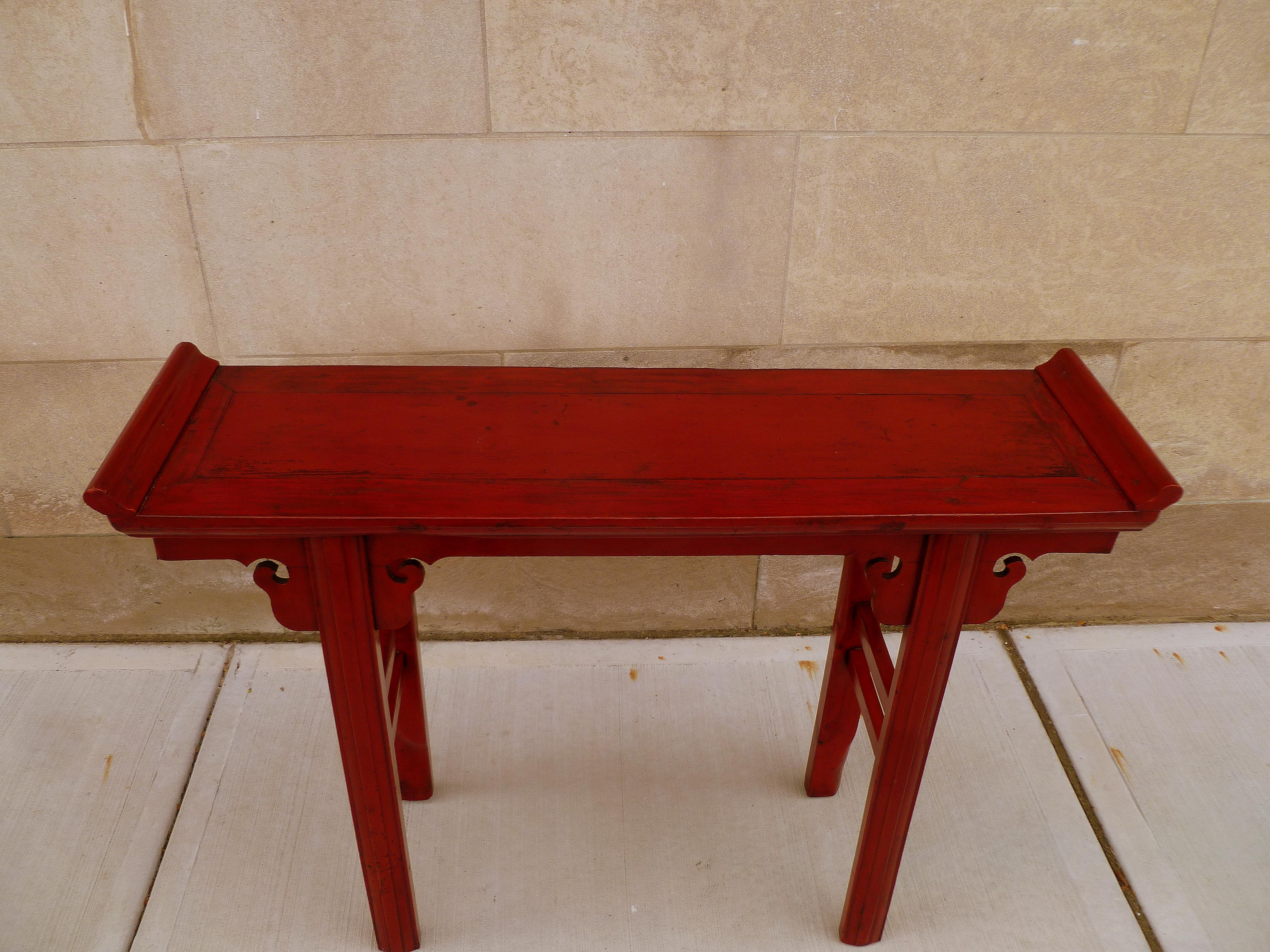 Mid-20th Century Red Lacquer Altar Table For Sale