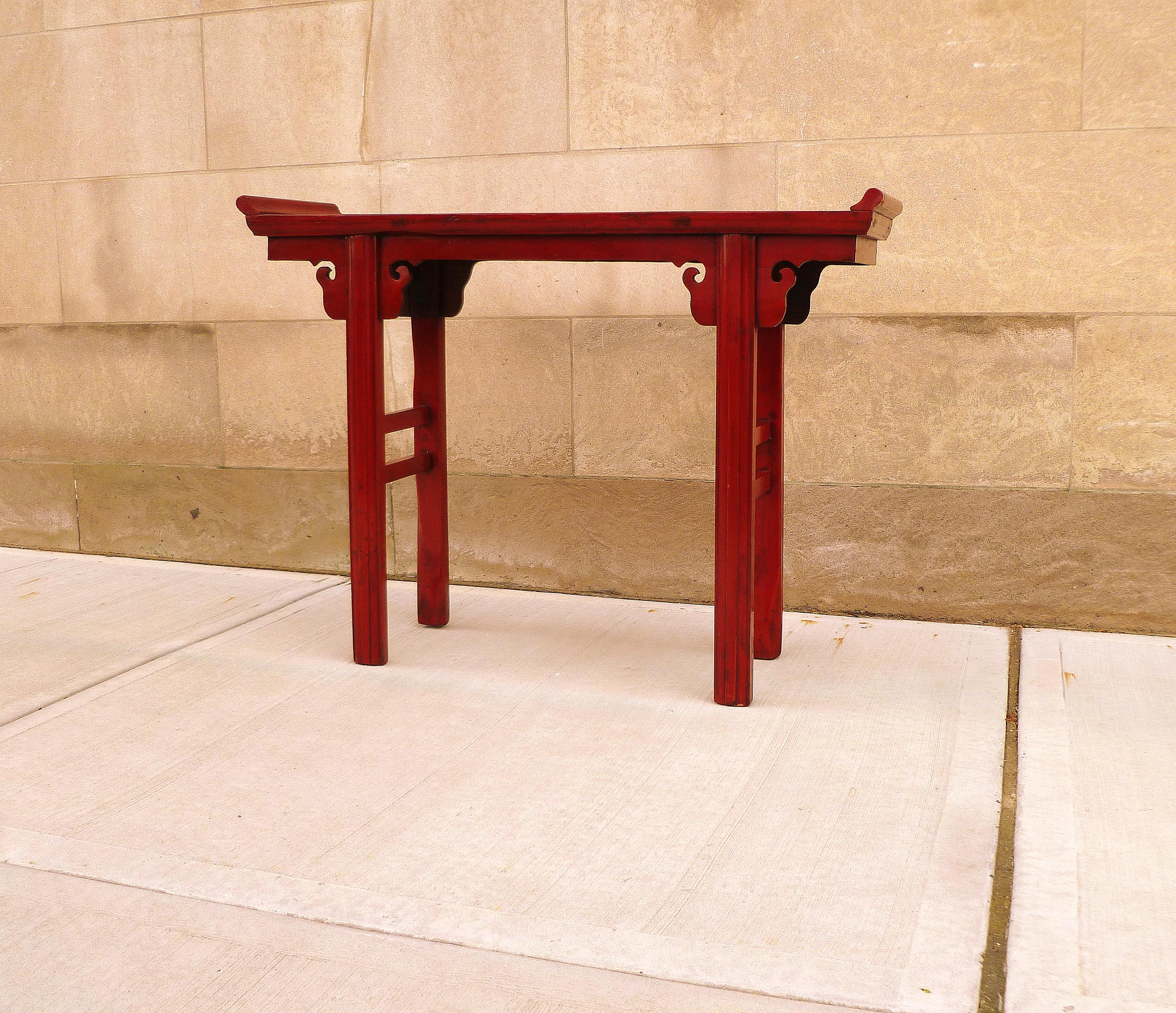 Ming Red Lacquer Altar Table For Sale