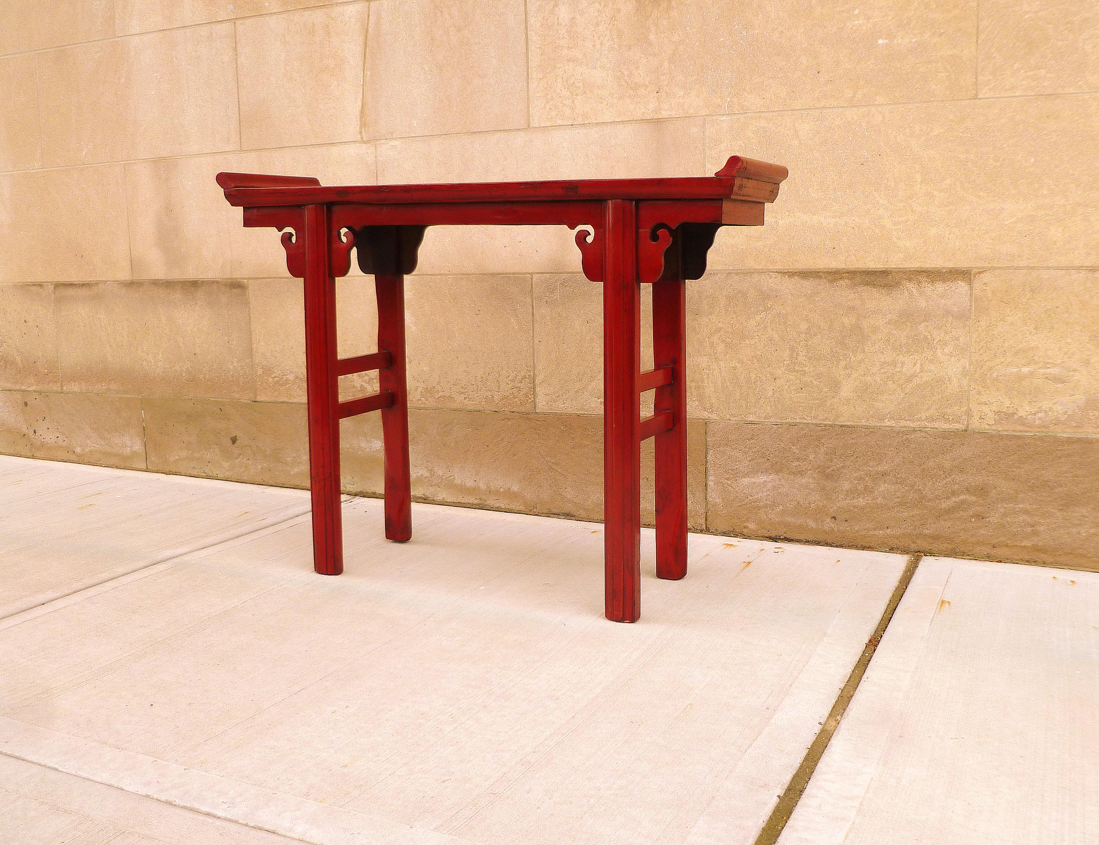 Chinese Red Lacquer Altar Table For Sale