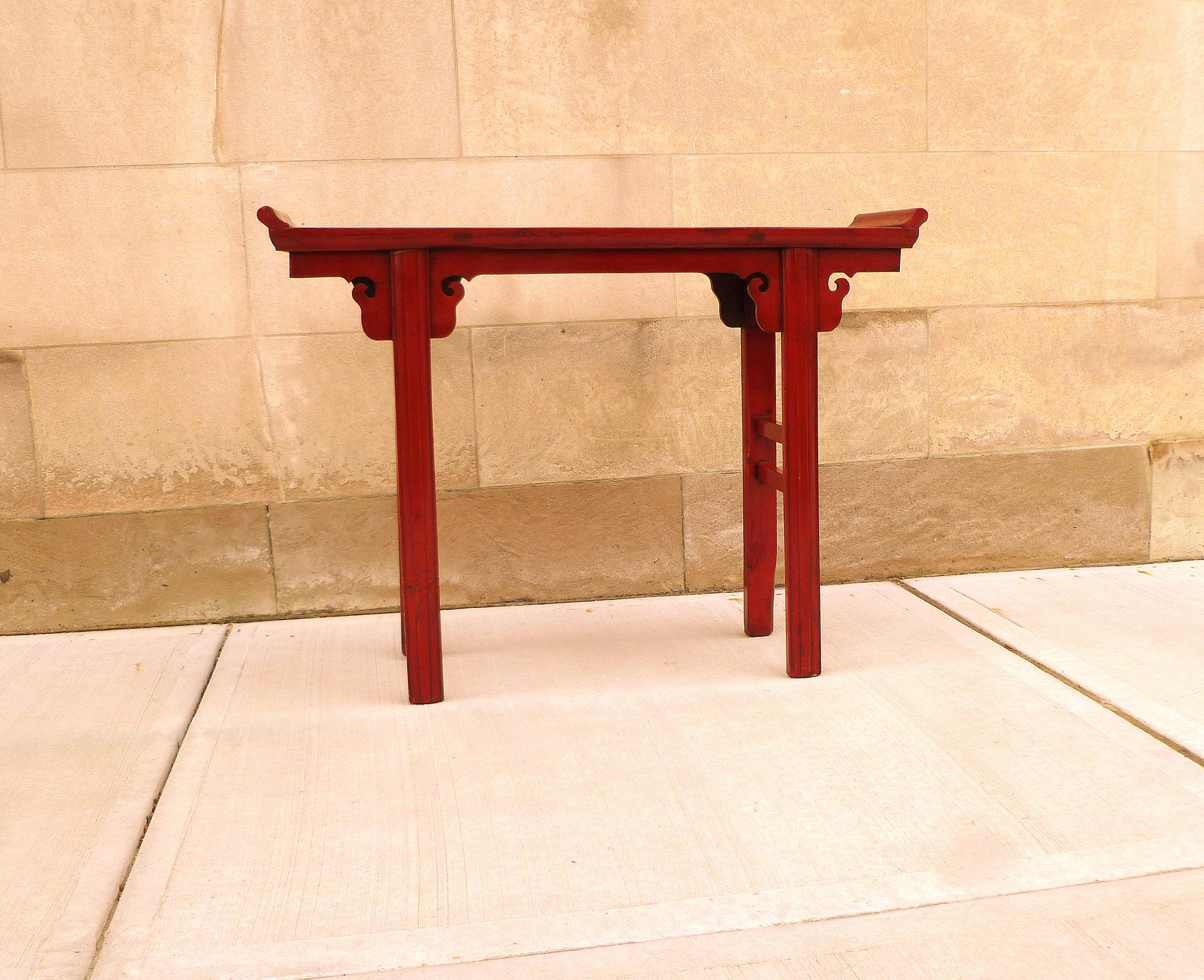 Chinese Red Lacquer Altar Table For Sale