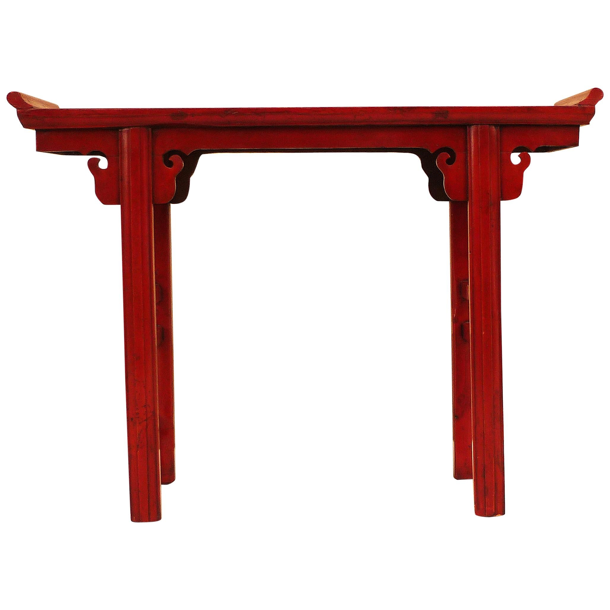 Red Lacquer Altar Table For Sale