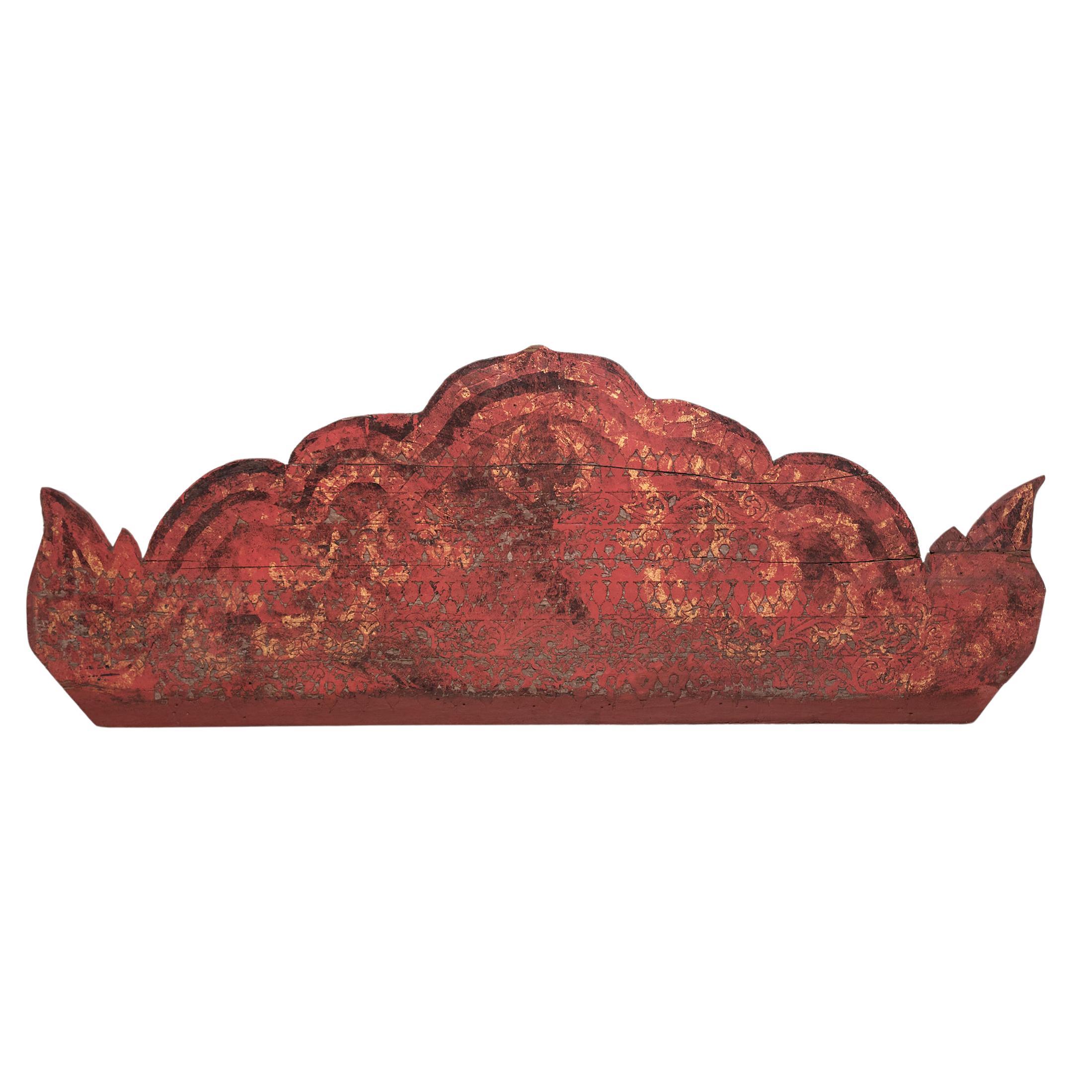 Red Lacquer Architectural Fragment, C. 1850 For Sale