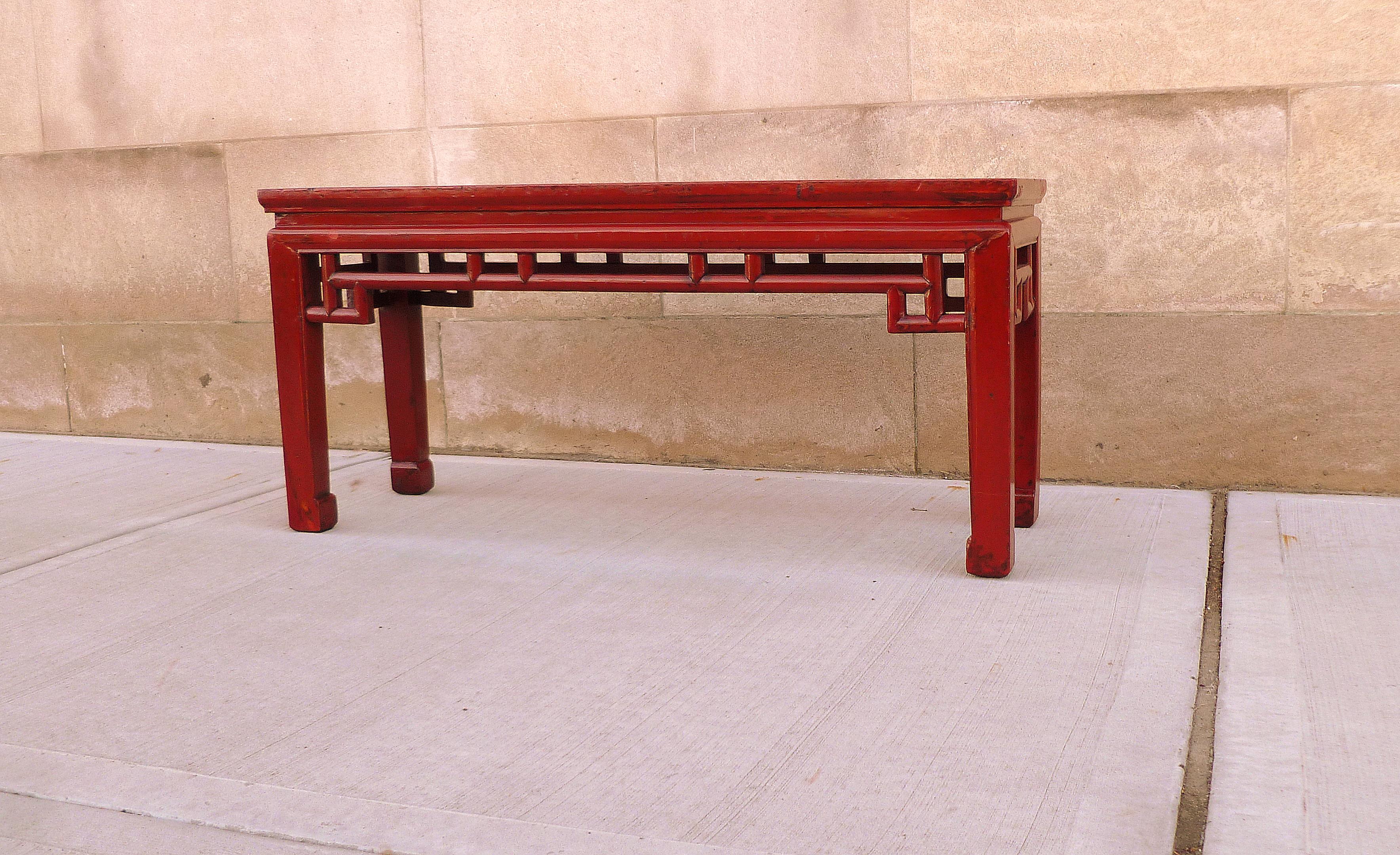 Chinese Red Lacquer Bench