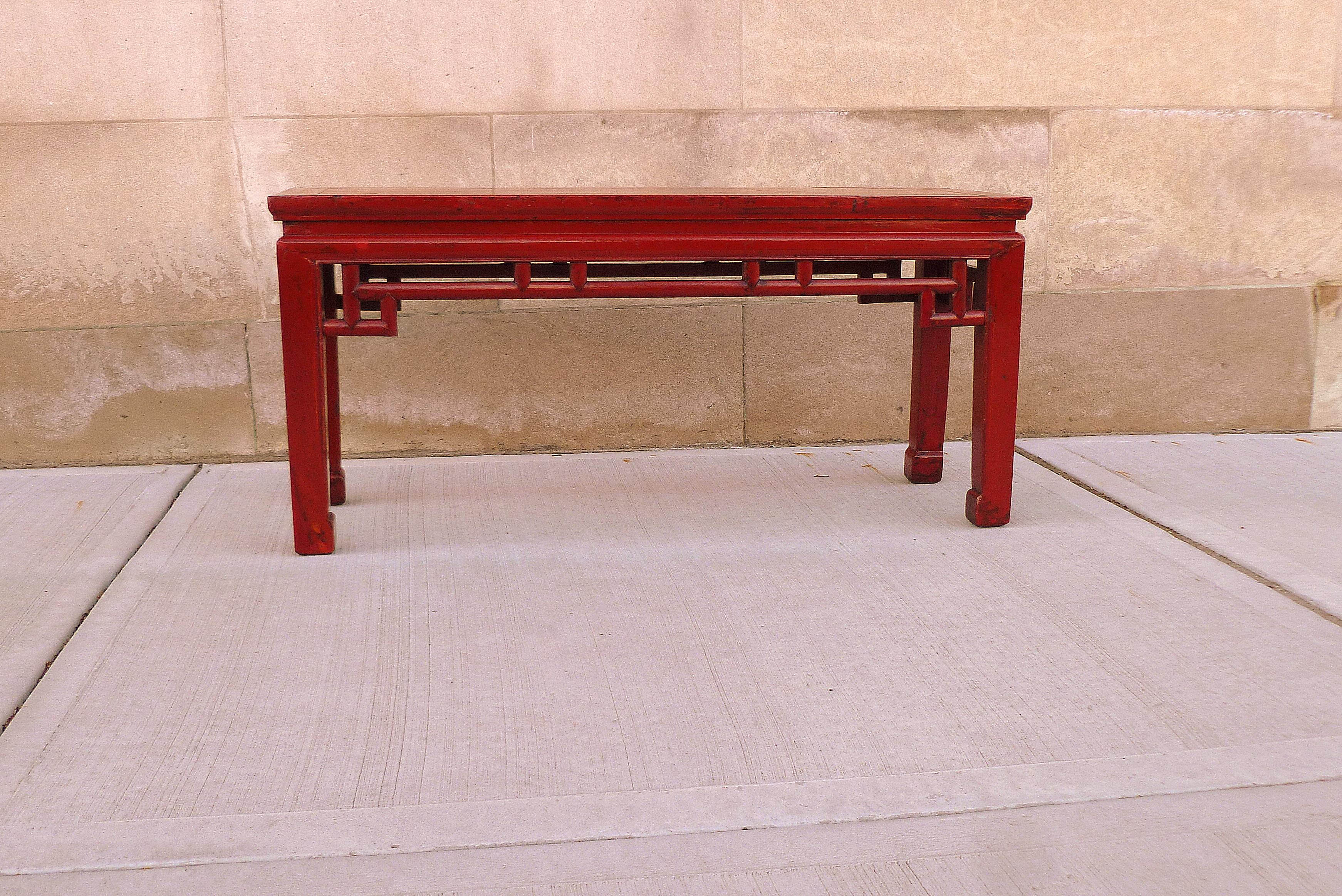 Polished Red Lacquer Bench