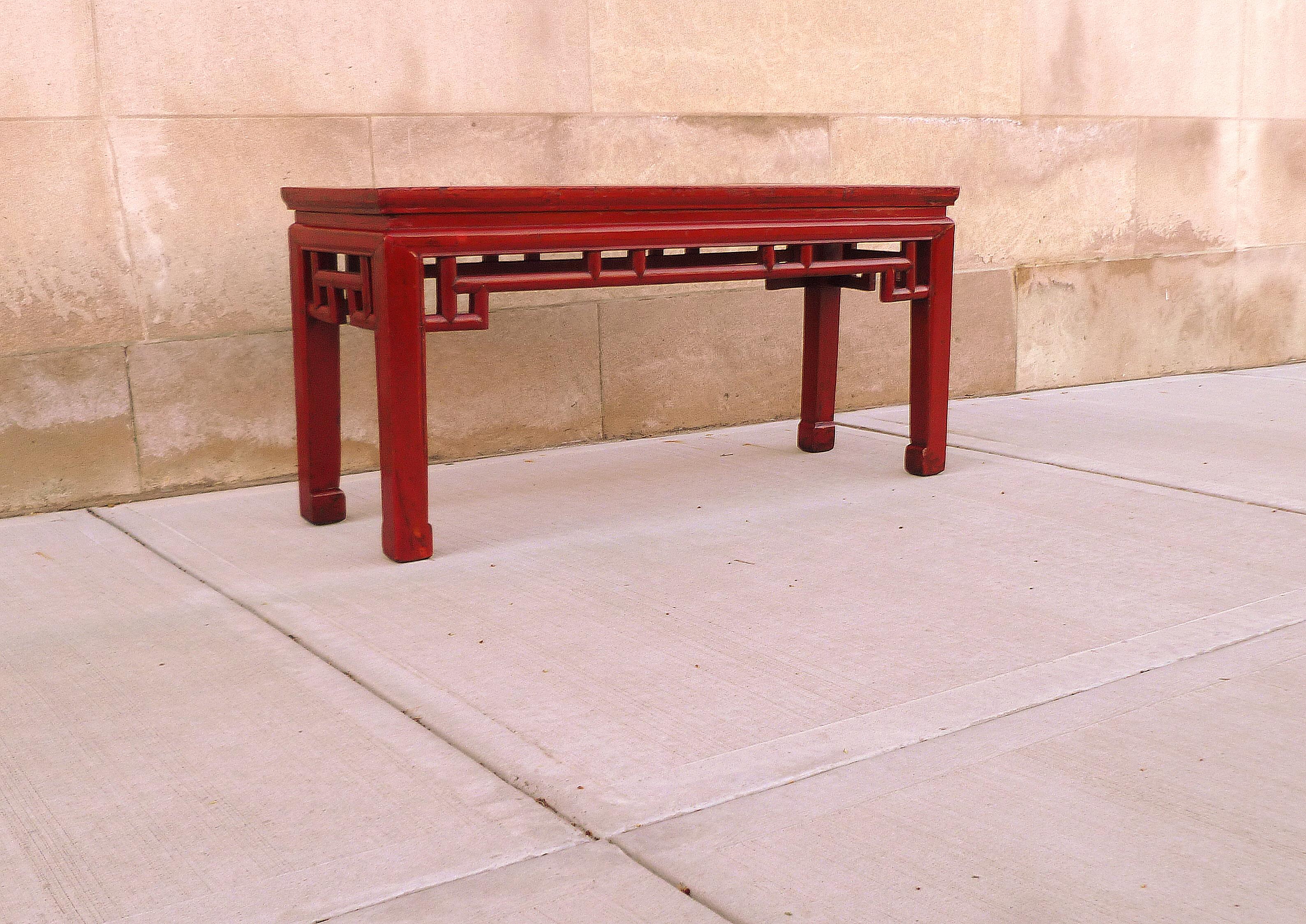 Early 20th Century Red Lacquer Bench