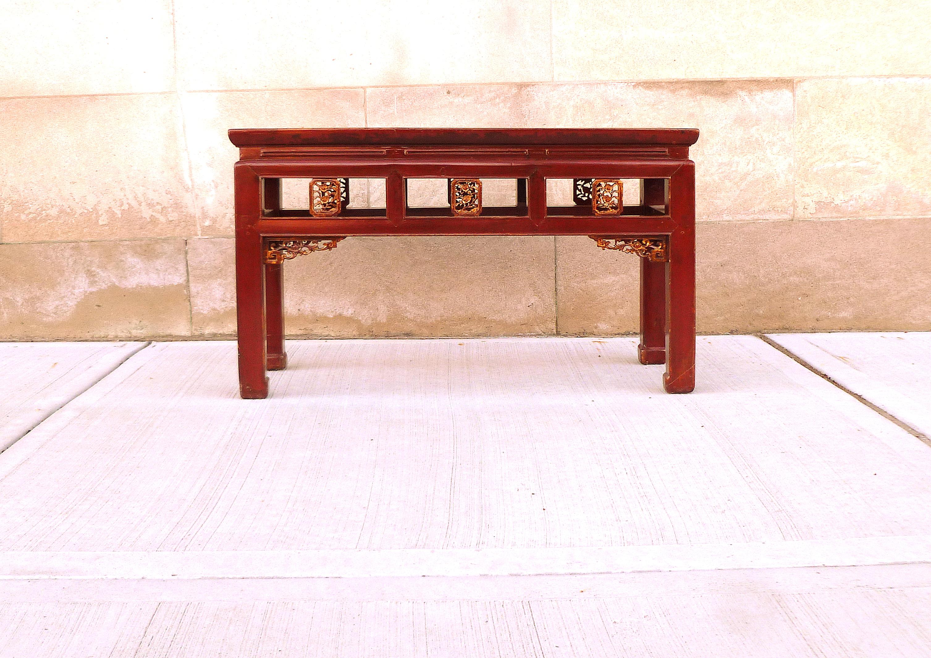 Polished Red Lacquer Benches For Sale