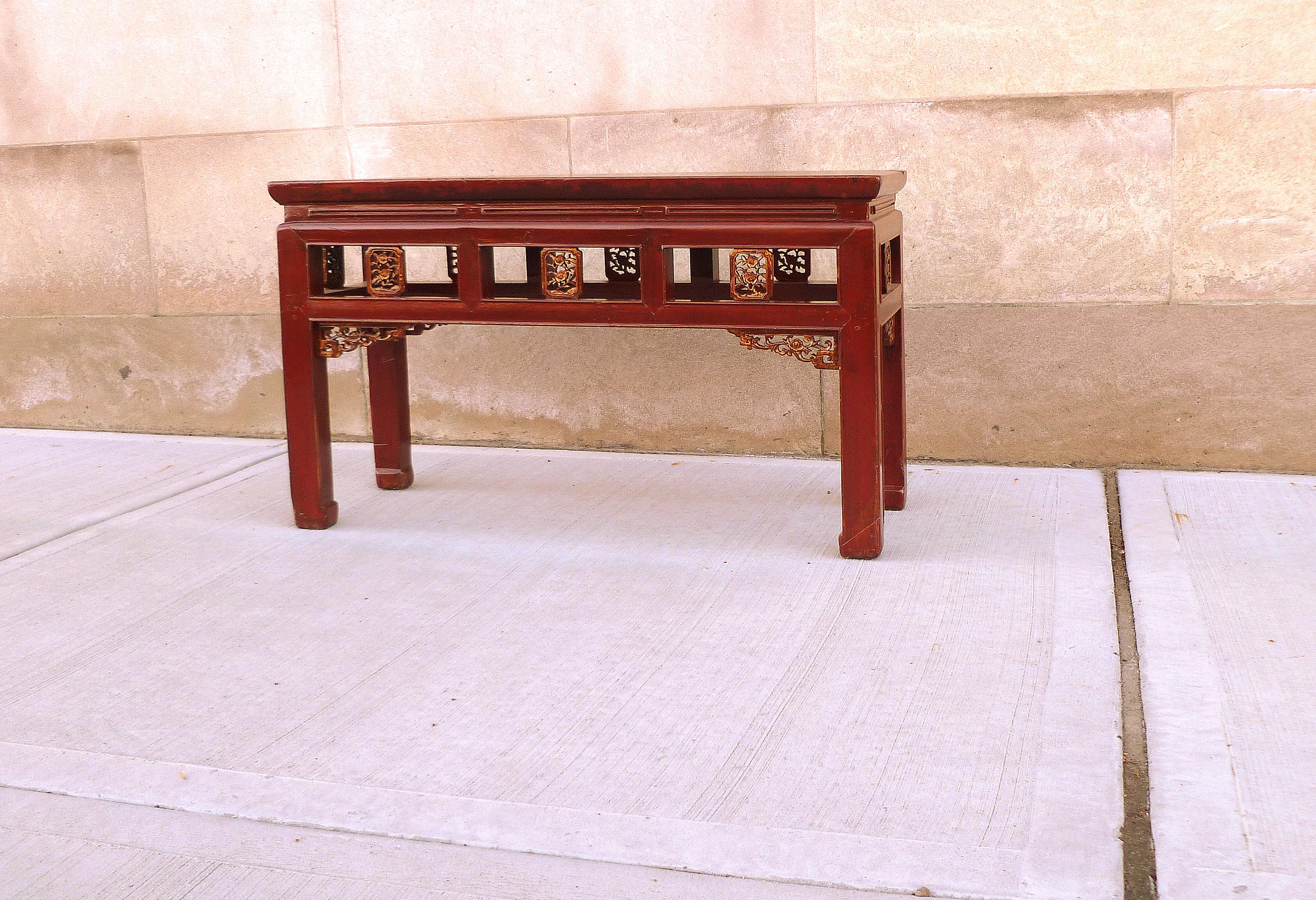 Early 20th Century Red Lacquer Benches For Sale