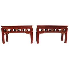Antique Red Lacquer Benches