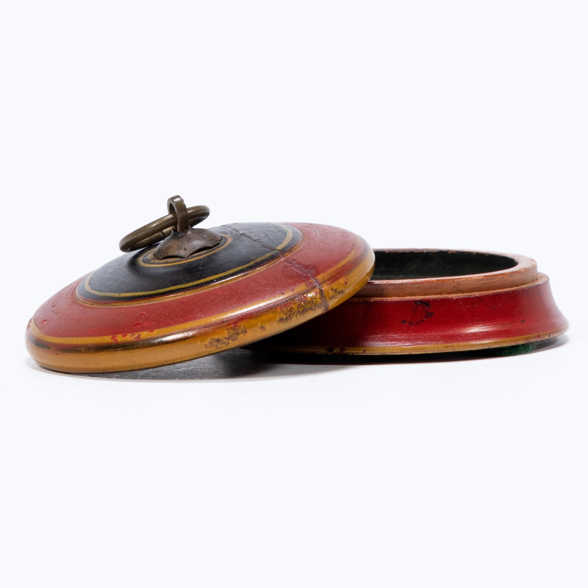 Lacquered Red Lacquer Betel Box, c. 1900 For Sale