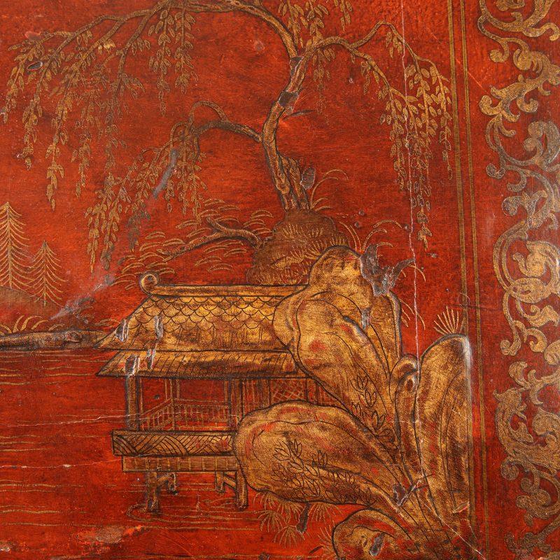 George I Style Red Lacquer Bureau Bookcase 4