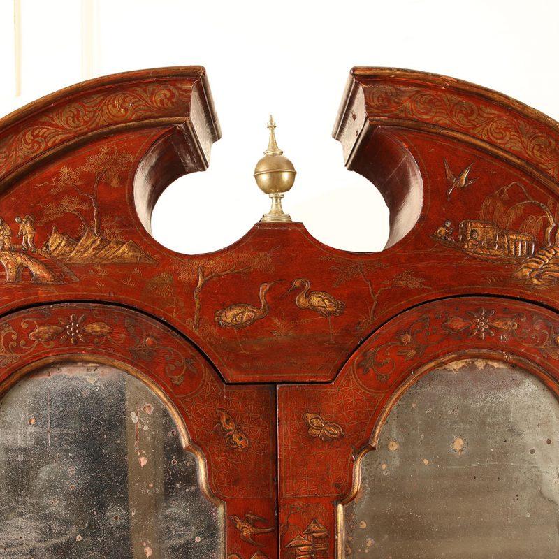 George I Style Red Lacquer Bureau Bookcase In Good Condition In London, by appointment only