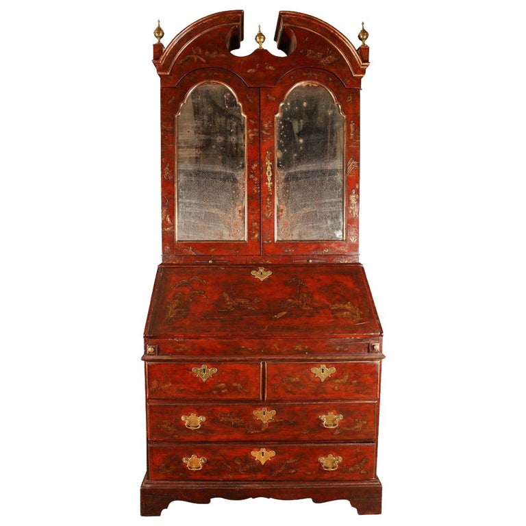 George I Style Red Lacquer Bureau Bookcase For Sale At 1stdibs