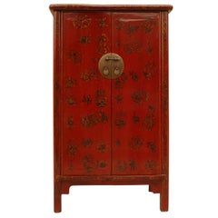 Red Lacquer Cabinet with Gilt Motif