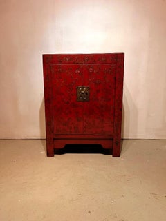 Red Lacquer Chest with Motif