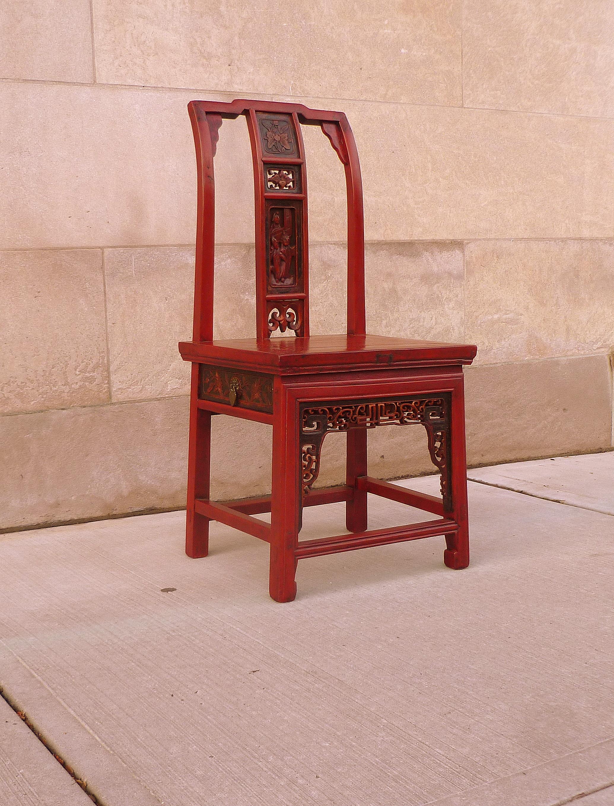 Red Lacquer Child's Chair For Sale 3