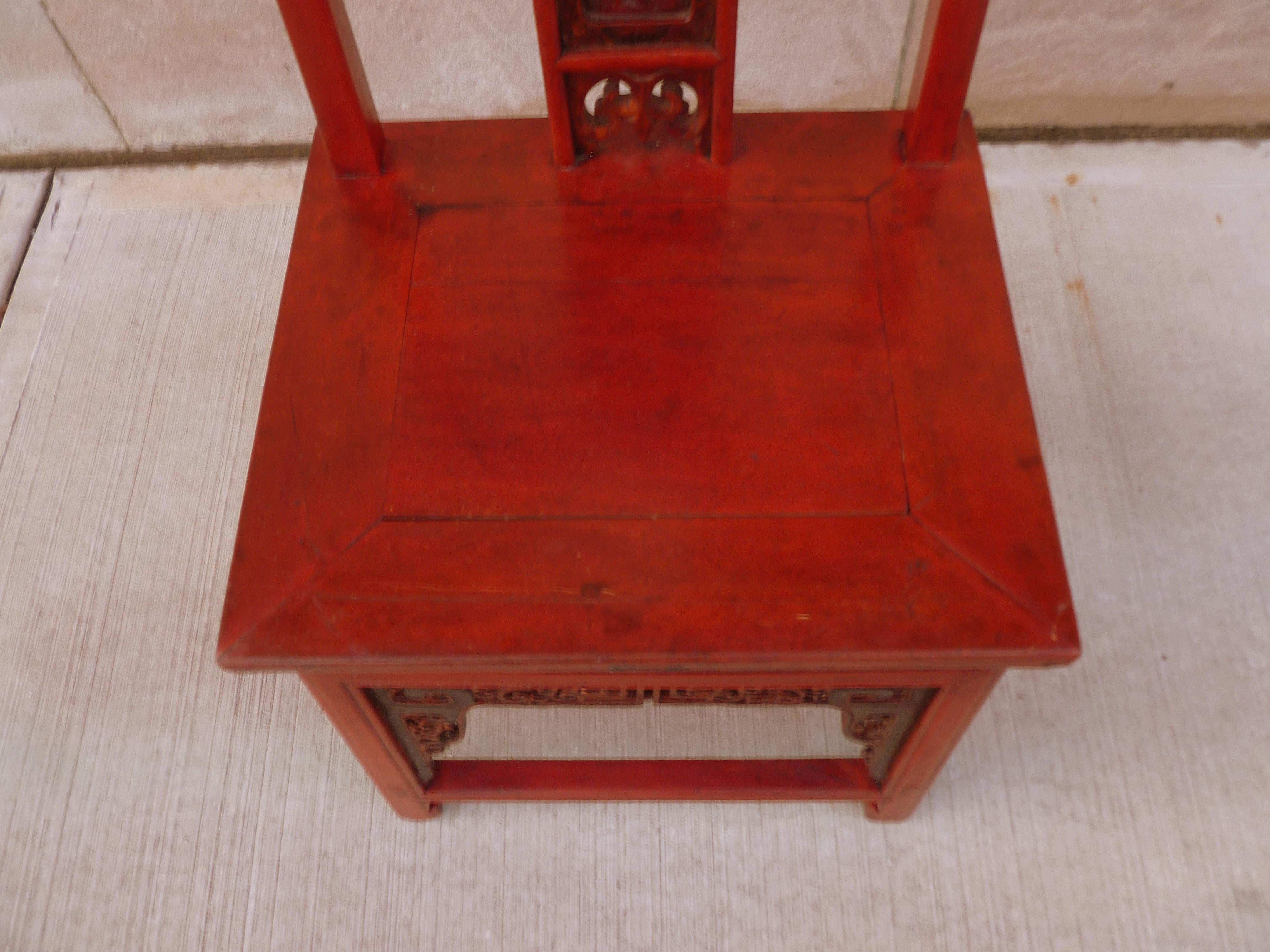 Red Lacquer Child's Chair For Sale 6