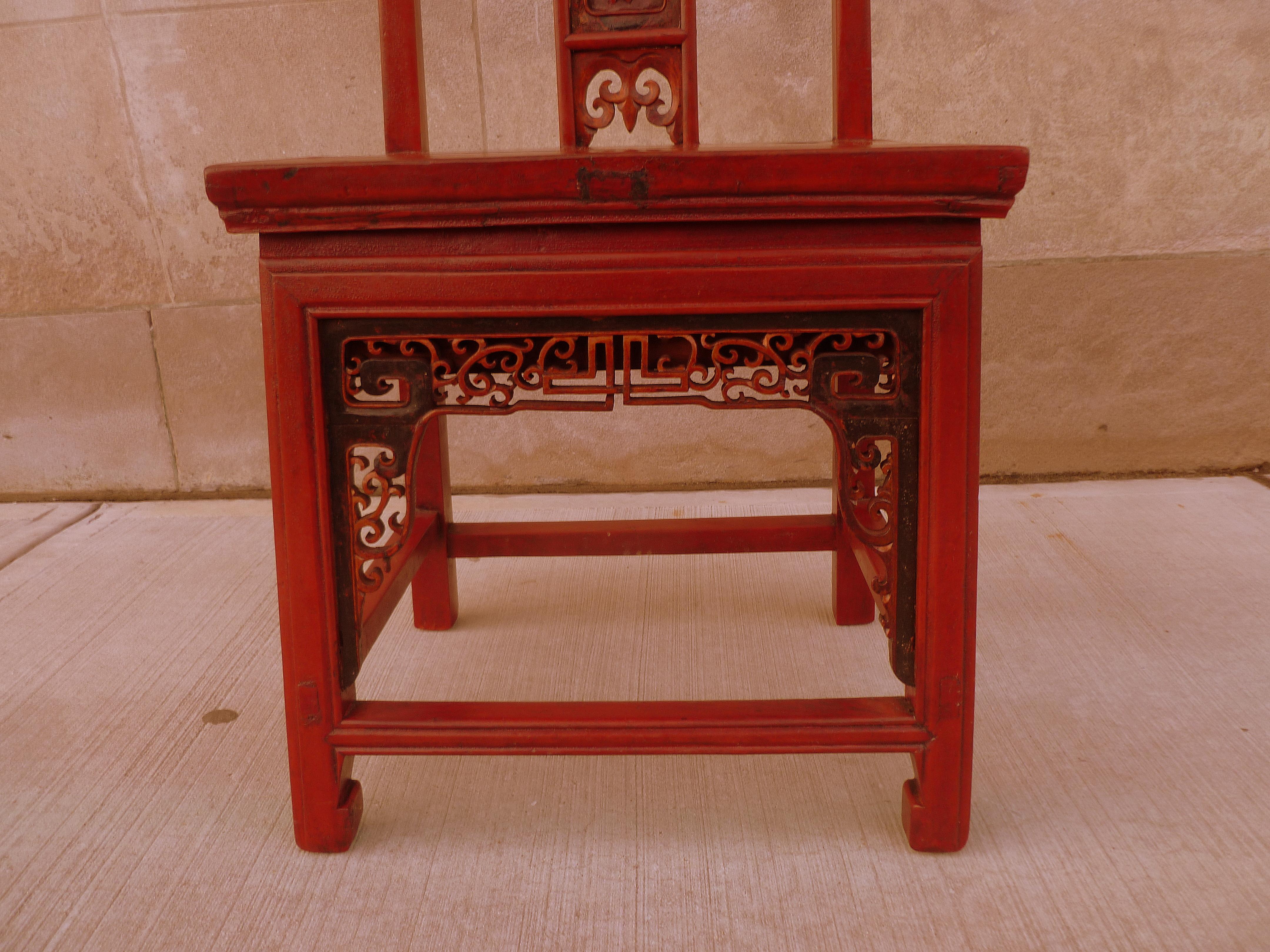 Red Lacquer Child's Chair For Sale 7