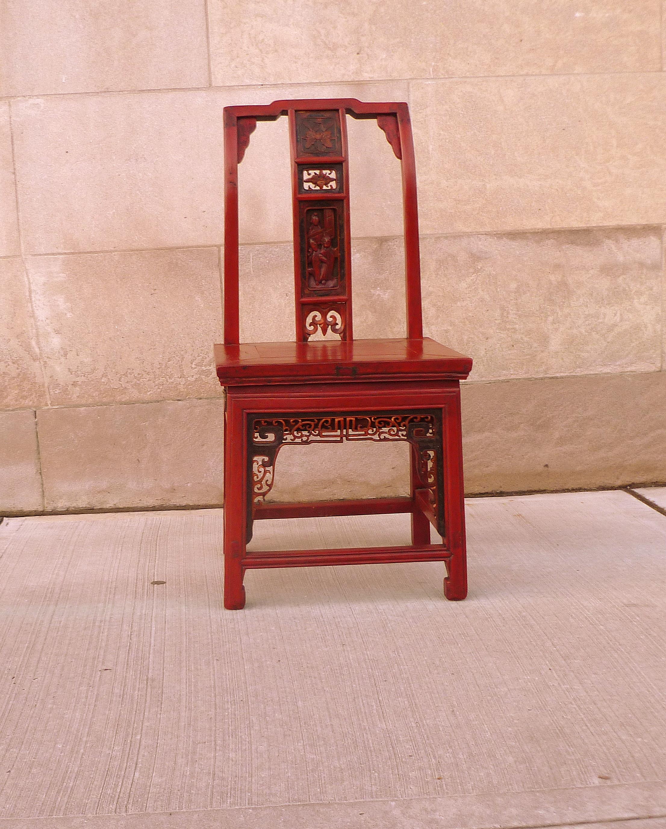 Late 19th Century Red Lacquer Child's Chair For Sale