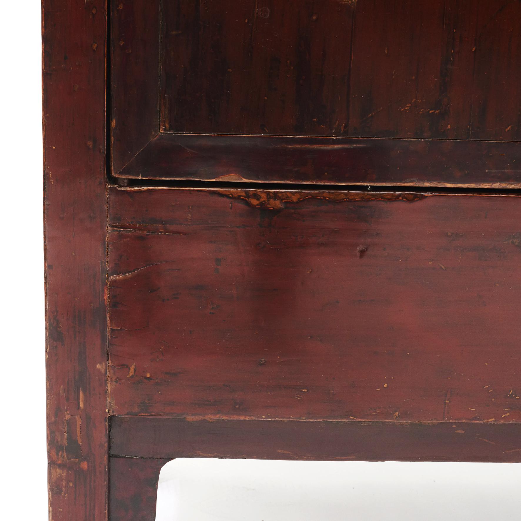 Red Lacquer Chinese Wedding Cabinet, circa 1840 3