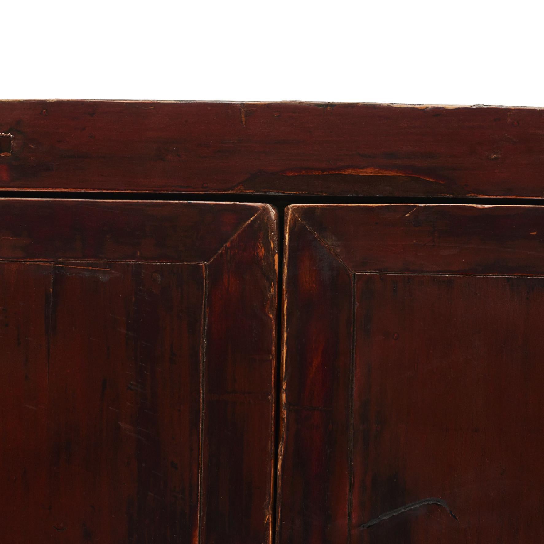 19th Century Red Lacquer Chinese Wedding Cabinet, circa 1840