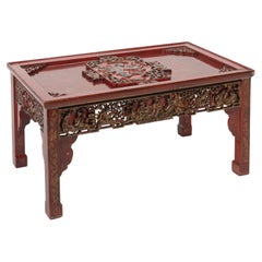 Vintage Red Lacquer Chinoiserie Coffee Table