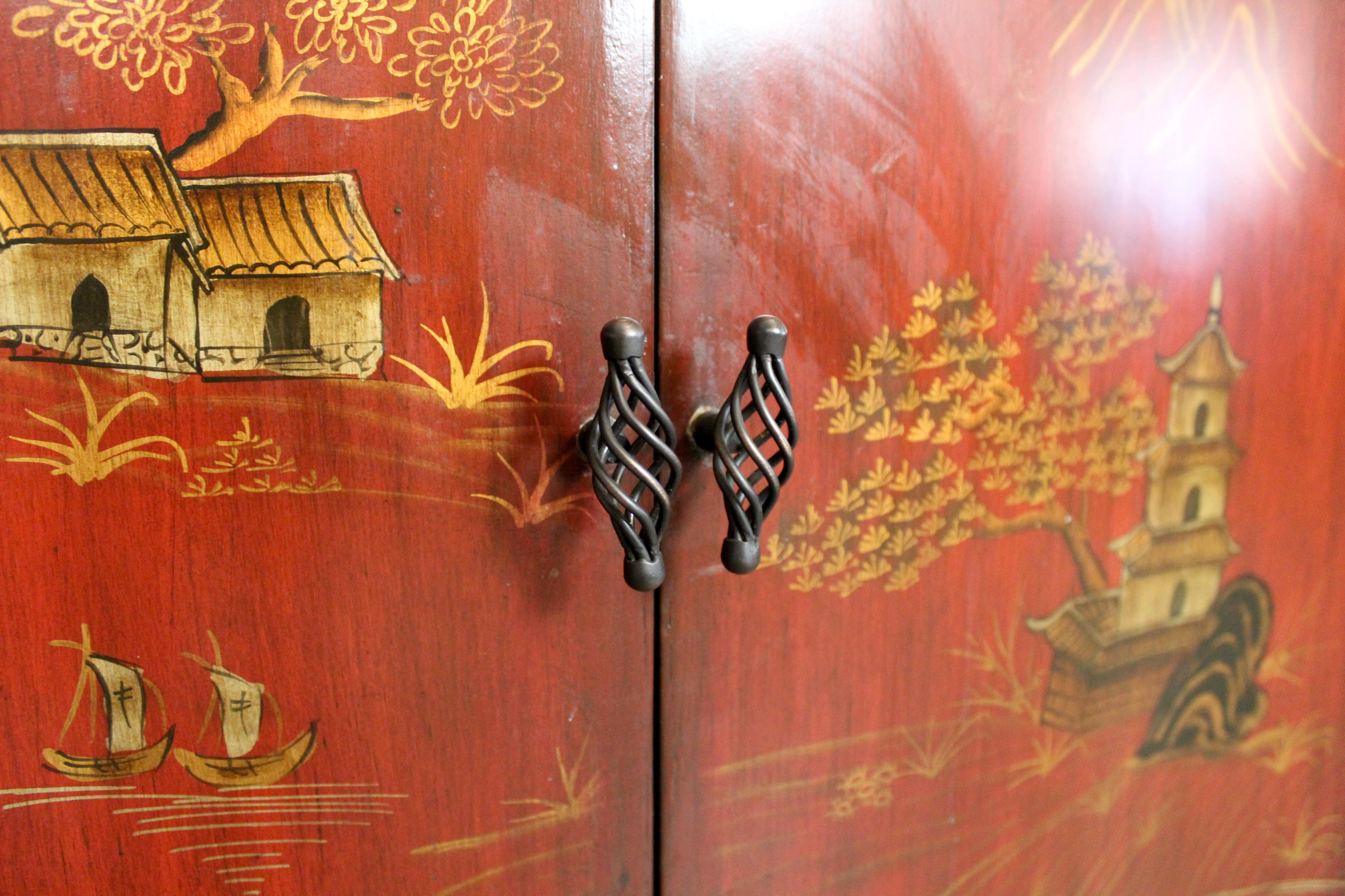 Red Lacquer Chinoiserie Sink For Sale 2