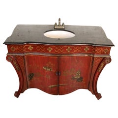 Red Lacquer Chinoiserie Sink