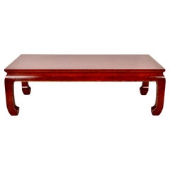 Red Lacquer Chinoiserie Style Cocktail Table