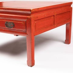 Coffee Table Red Lacquer from Zhejiang Province China