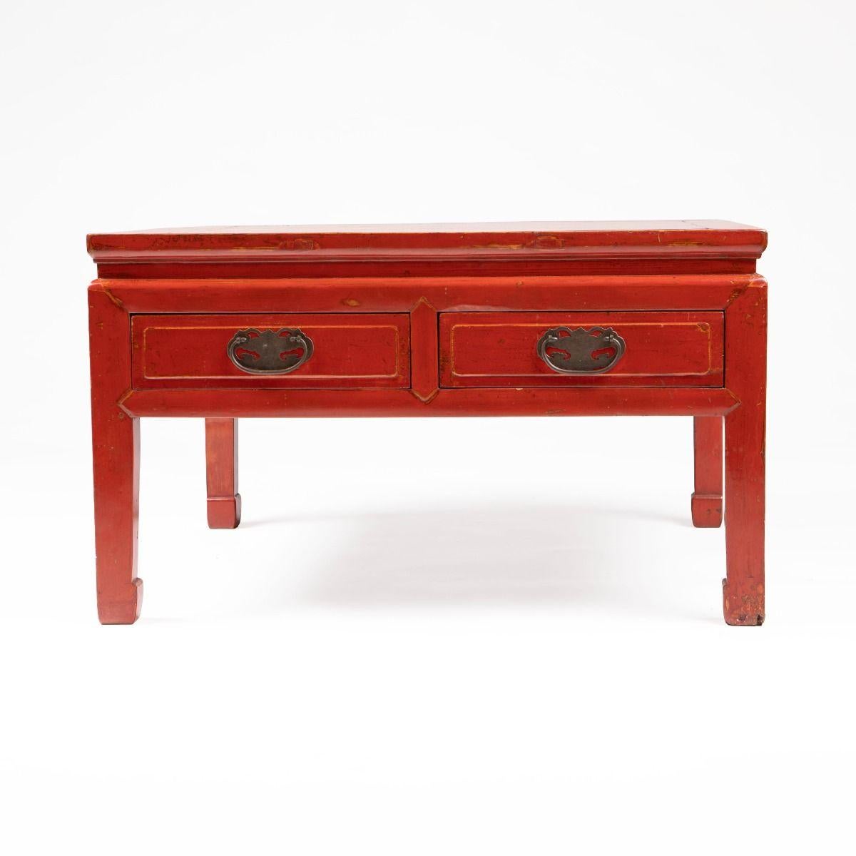 19th Century Red Lacquer Coffee Table from Zhejiang Province For Sale