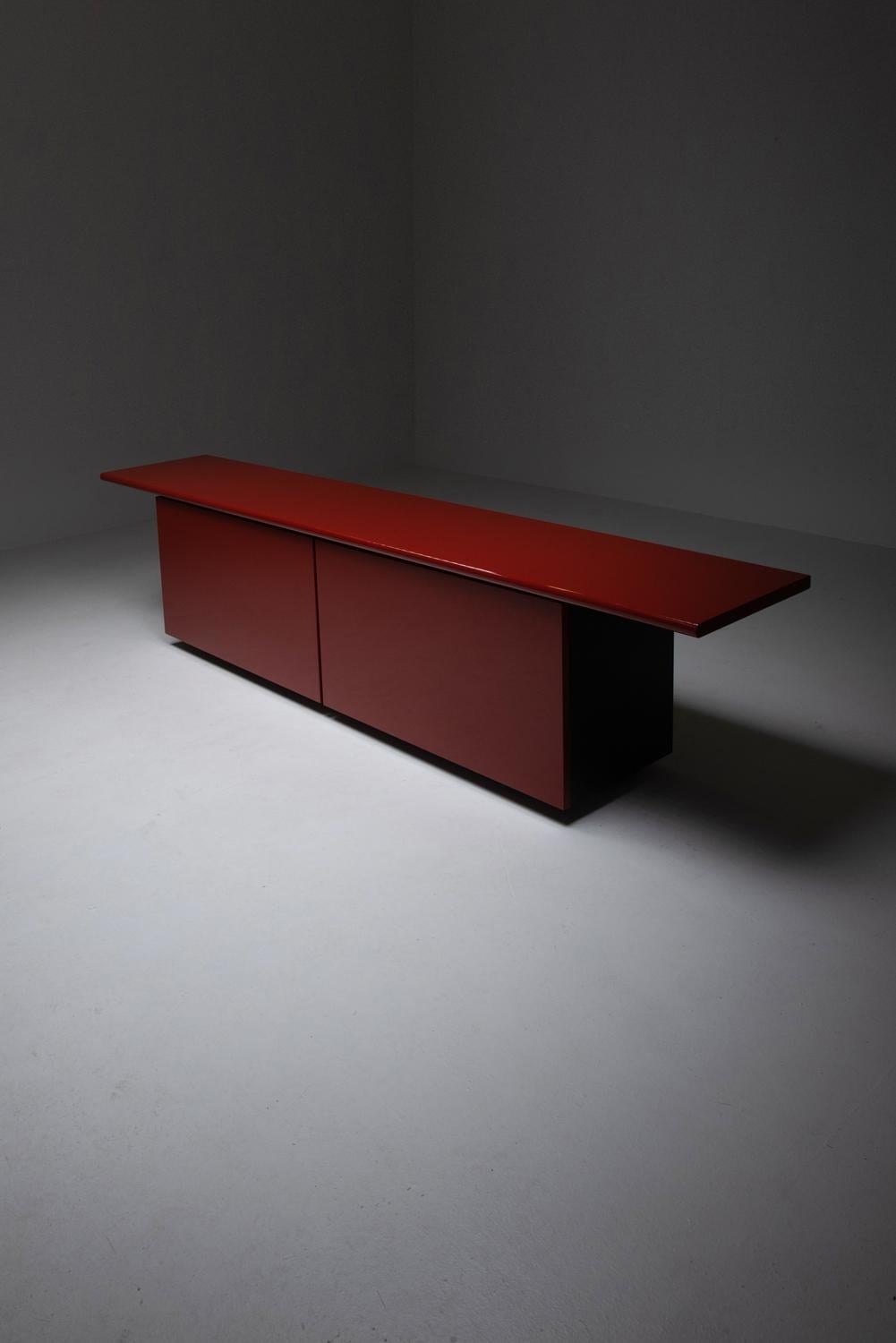 Red Lacquer Credenza by Giotto Stoppino for Acerbis, 1977 9
