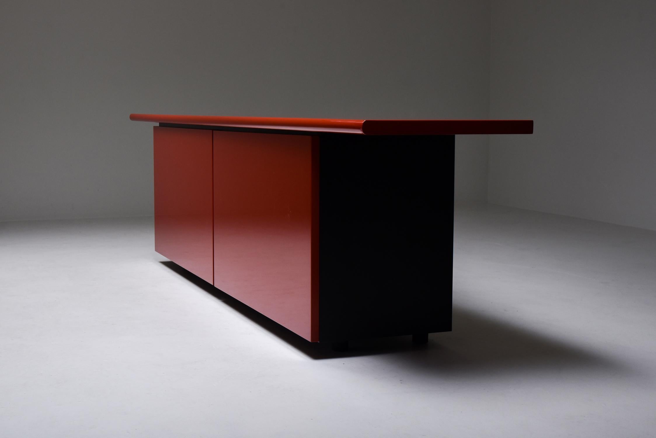 Red Lacquer Credenza by Giotto Stoppino for Acerbis, 1977 2