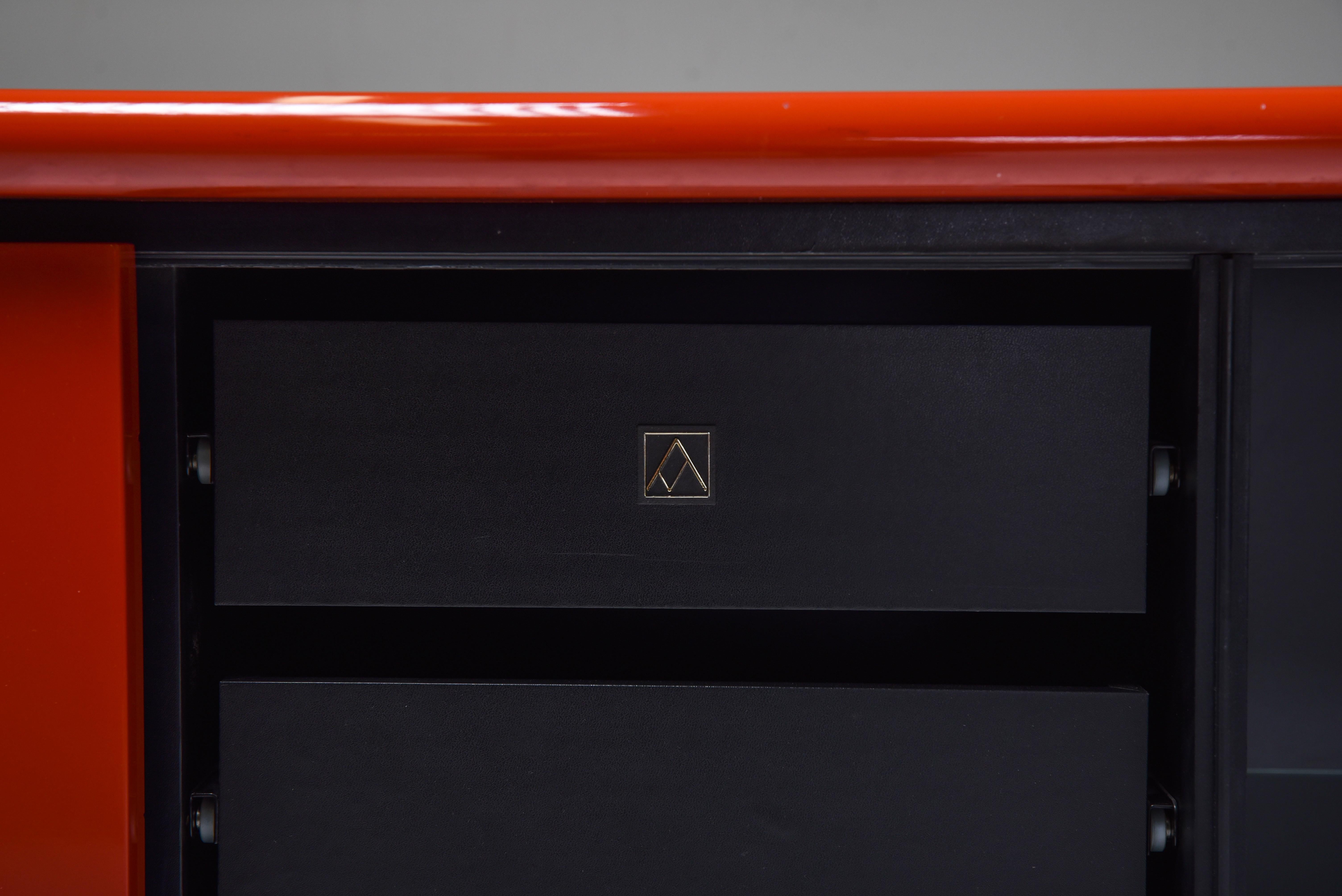 Red Lacquer Credenza by Giotto Stoppino for Acerbis 3