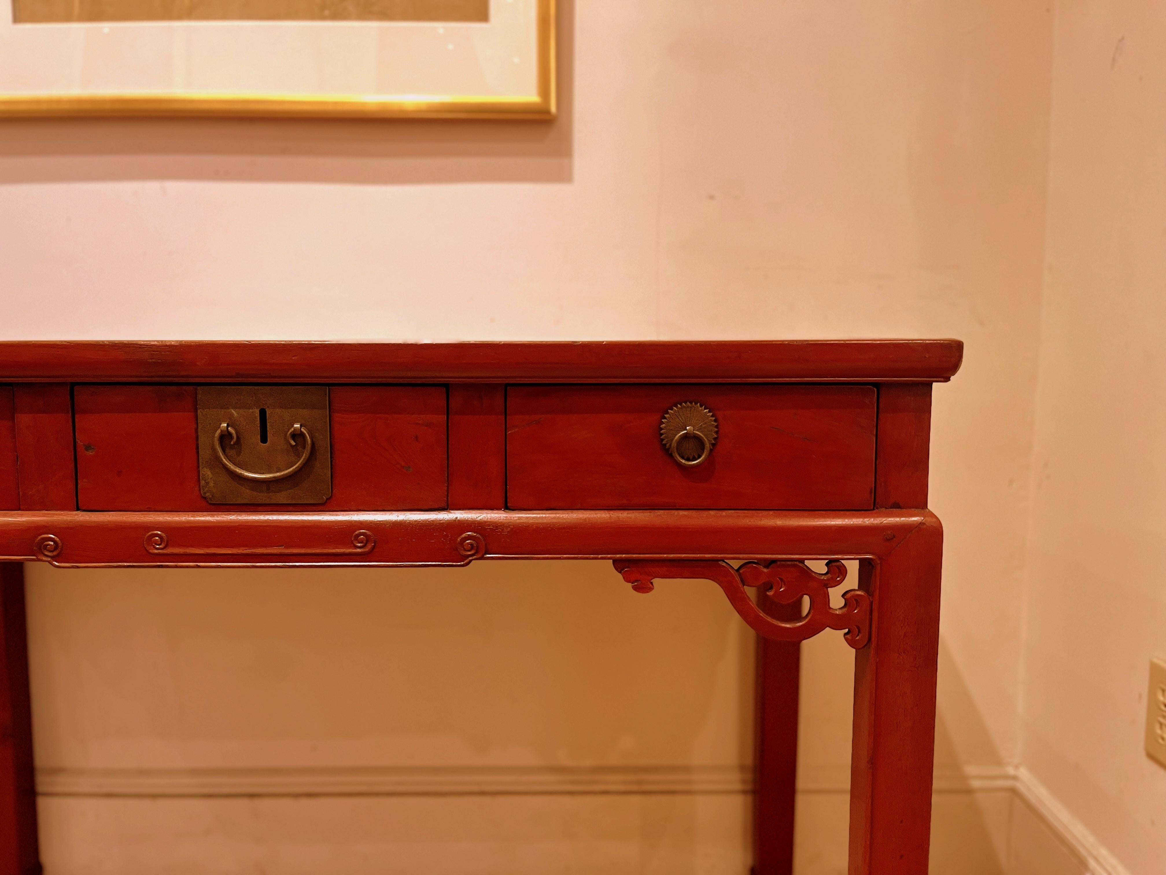 Red Lacquer Desk For Sale 3