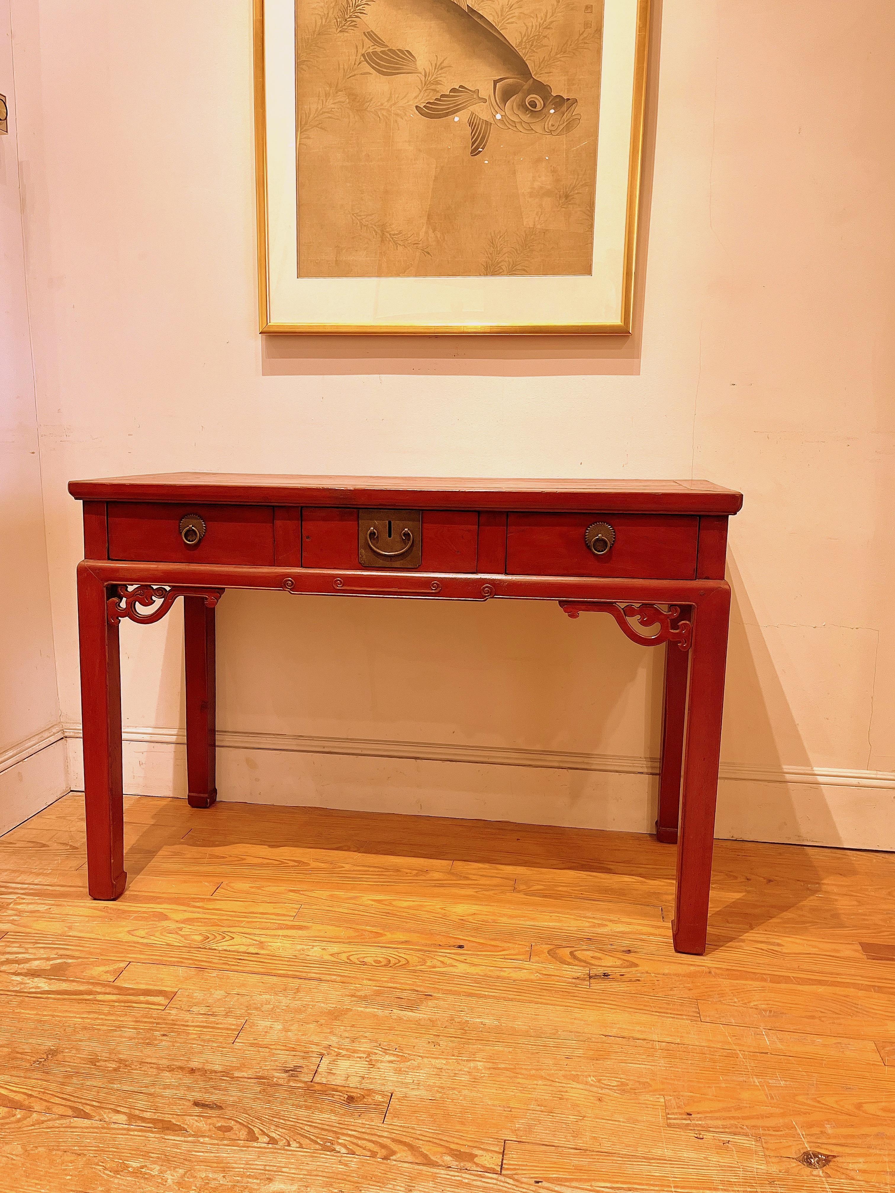 Red Lacquer Desk For Sale 4